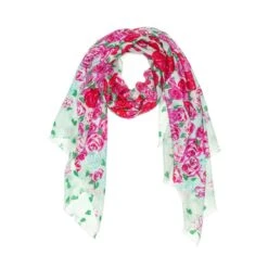 100% Australian Wool Print Scarf Rosy Rose Flower