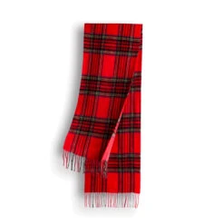 Ugg 100% Wool Scarf Check Red And Navy