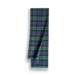 100% Wool Scarf Navy And Green Check
