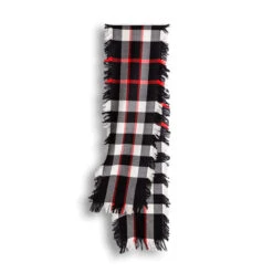 Ugg Fringed Check Wool Scarf Black And Check