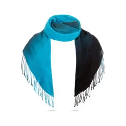 Ugg 100% Merino Wool Tie Dye Scarf Black And Cyan Blue