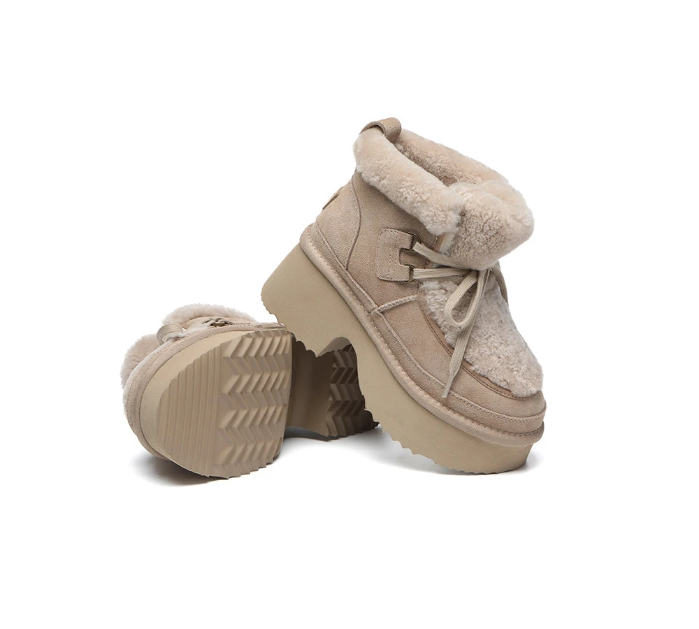 UGG Boots Women Sheepskin Wool Lace Up Chunky Platform Bumpy 16 UGG Boots Women Sheepskin Wool Lace Up Chunky Platform Bumpy - Image 16