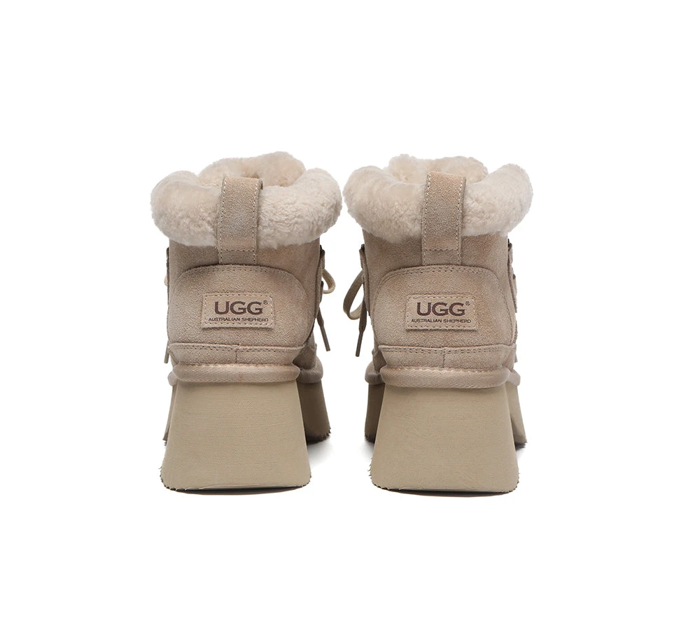 UGG Boots Women Sheepskin Wool Lace Up Chunky Platform Bumpy 20 UGG Boots Women Sheepskin Wool Lace Up Chunky Platform Bumpy - Image 20