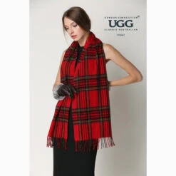 Ugg 100% Wool Scarf Check Red And Navy -Ugg 3 0e94965a 9952 4fce bb15 3746815bb8de