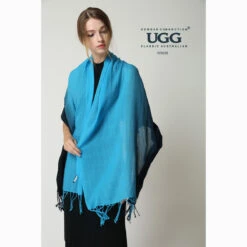 Ugg 100% Merino Wool Tie Dye Scarf Black And Cyan Blue -Ugg 3 2bd08c86 6be9 4be4 a9ea 51cfb8b9453f