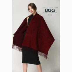 Ugg Cashmere & Wool Wrap Red And Brown -Ugg 4 8dab5187 9684 45d0 8d8d 0f68cb72b6ee