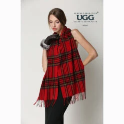 Ugg 100% Wool Scarf Check Red And Navy -Ugg 4 ae32800d 4088 487d 91bc cfaf5c509564