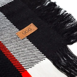 Ugg Fringed Check Wool Scarf Black And Check -Ugg 6 247cdbd8 cb75 4924 8660 a2f40974ae42