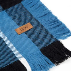 Ugg Fringed Check Wool Scarf Blue And Check -Ugg 6 b4eadb01 d503 4509 9999 d5f5dcba2925