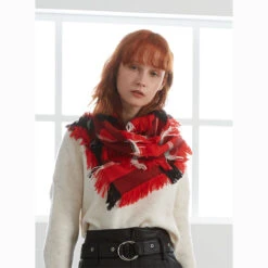Ugg Fringed Check Wool Scarf Red And Check -Ugg 8 9acc8b96 827a 4285 8e6a 5c13f63bb068