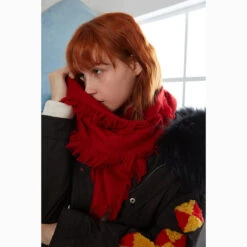 Ugg Fringed Check Wool Scarf Tomato -Ugg 9 74949a2e c532 4583 a8db d31d00d3e1ad