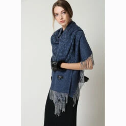 Ugg Cashmere & Wool Wrap Navy And Grey -Ugg 9 9dcd790a ff02 444d b311 fe4d54b06481