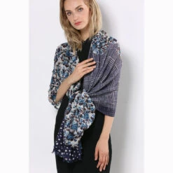 Ugg 100% Australian Merino Wool Scarf Purplish Blue And Check -Ugg 9 f05fb68d b46c 4c1d 8750 aad1d14e77e3