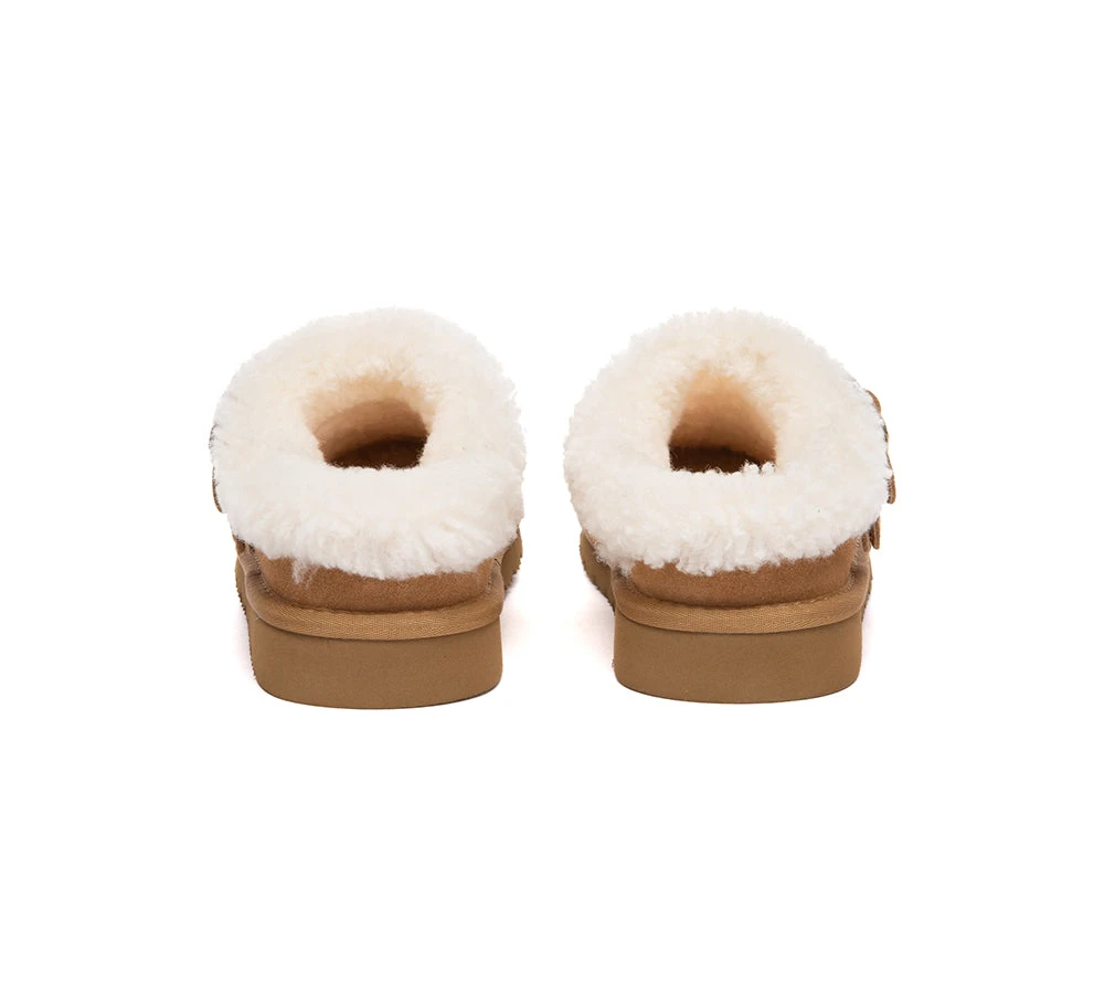 Women Sheepskin Mule Slippers Backless Suede Pulsey 9 Women Sheepskin Mule Slippers Backless Suede Pulsey - Image 9