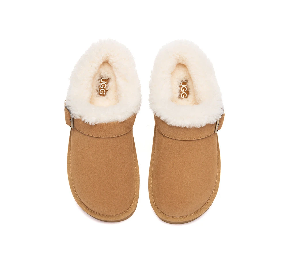 Women Sheepskin Mule Slippers Backless Suede Pulsey 7 Women Sheepskin Mule Slippers Backless Suede Pulsey - Image 7
