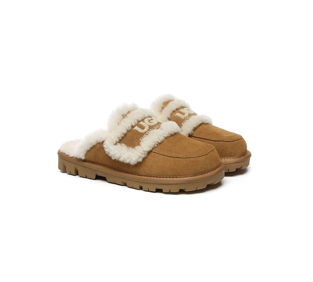 UGG Slippers Women Sheepskin Wool Shearling Lined Rilee 2 UGG Slippers Women Sheepskin Wool Shearling Lined Rilee - Image 2