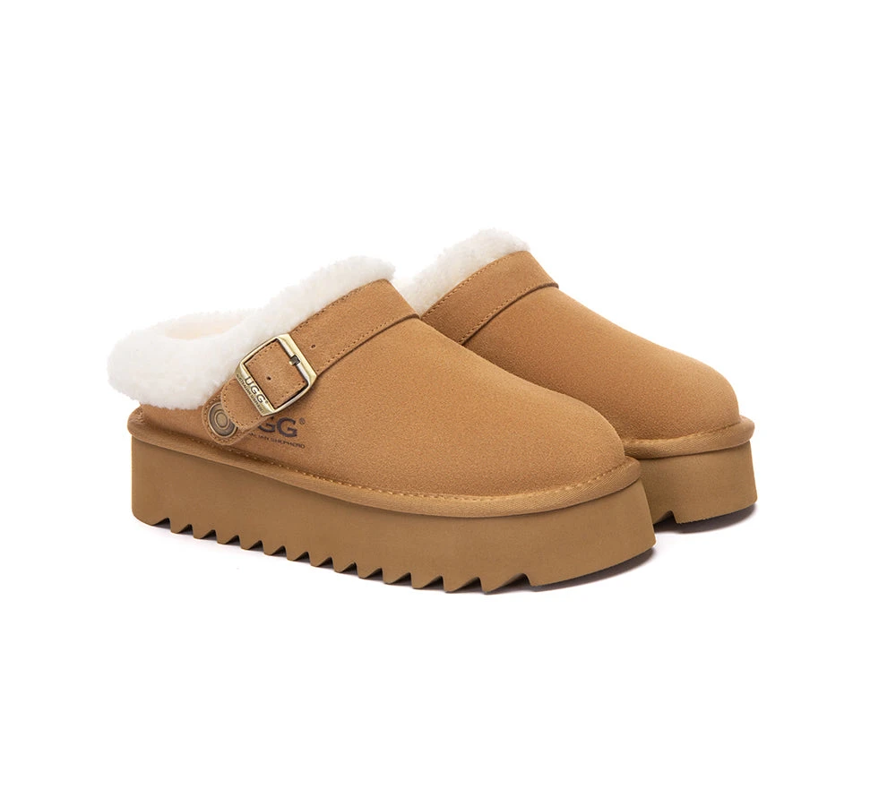 UGG Slippers Sheepskin Wool Adjustable Strap Platform Pulsey 3 UGG Slippers Sheepskin Wool Adjustable Strap Platform Pulsey - Image 3