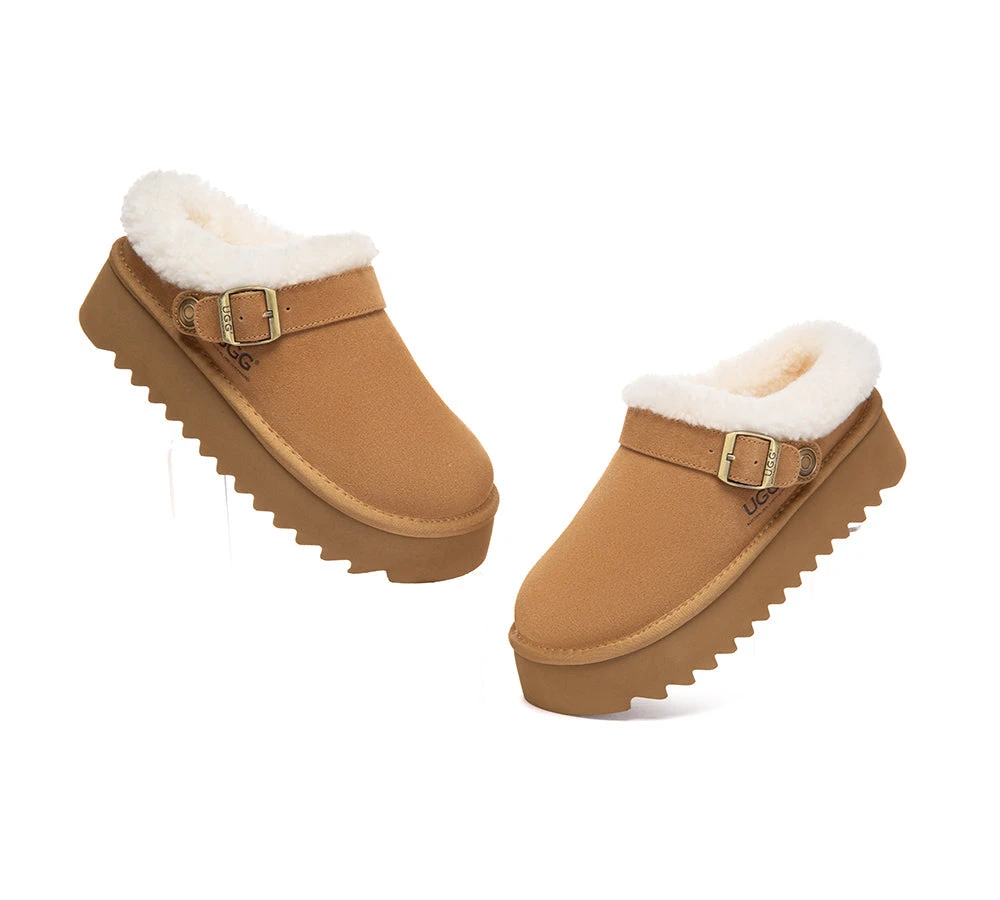UGG Slippers Sheepskin Wool Adjustable Strap Platform Pulsey 6 UGG Slippers Sheepskin Wool Adjustable Strap Platform Pulsey - Image 6