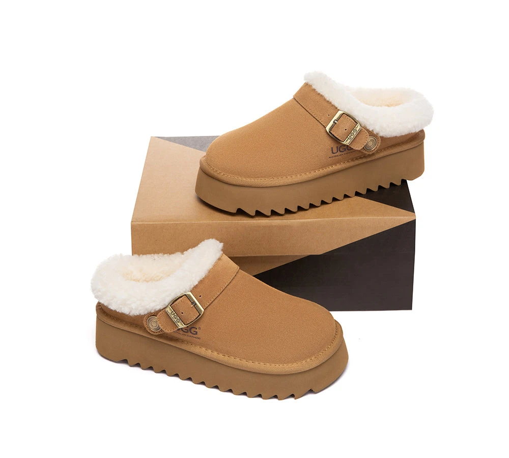 UGG Slippers Sheepskin Wool Adjustable Strap Platform Pulsey 5 UGG Slippers Sheepskin Wool Adjustable Strap Platform Pulsey - Image 5