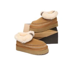 UGG Boots Women Sheepskin Wool Collar Ankle Platform Mini Santana -Ugg GL7A0777