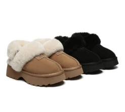 3-Way Style UGG Slippers Women Removable Wool Strap Slingback Chunky Platform Muna