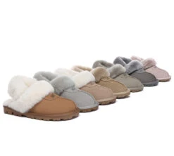 UGG Slippers Women Removable Wool Fluffy Strap Slingback Waffle