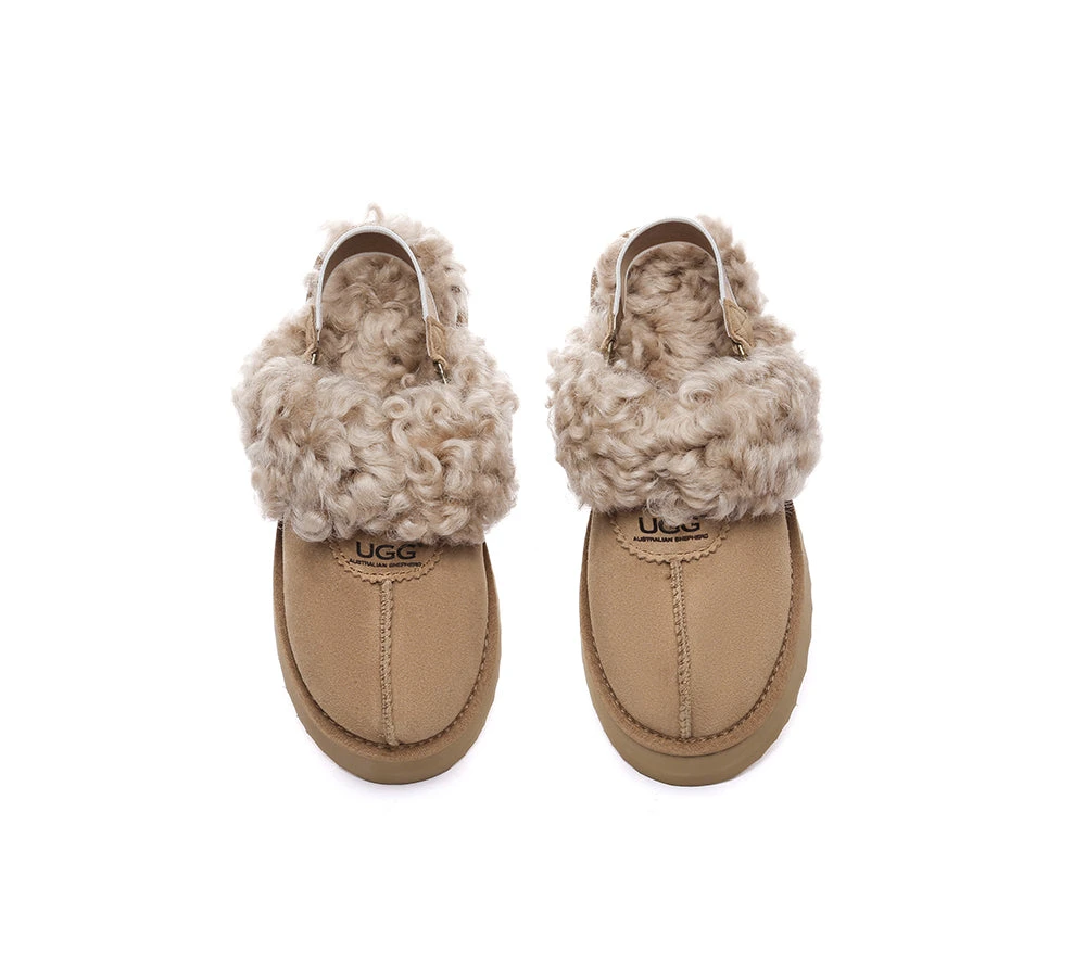 UGG Slippers Women Removable Wool Strap Slingback Platform Waffle Curly 7 UGG Slippers Women Removable Wool Strap Slingback Platform Waffle Curly - Image 7