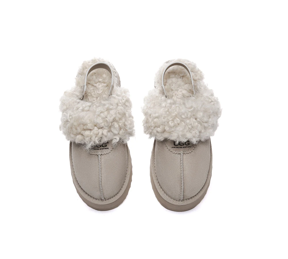UGG Slippers Women Removable Wool Strap Slingback Platform Waffle Curly 14 UGG Slippers Women Removable Wool Strap Slingback Platform Waffle Curly - Image 14