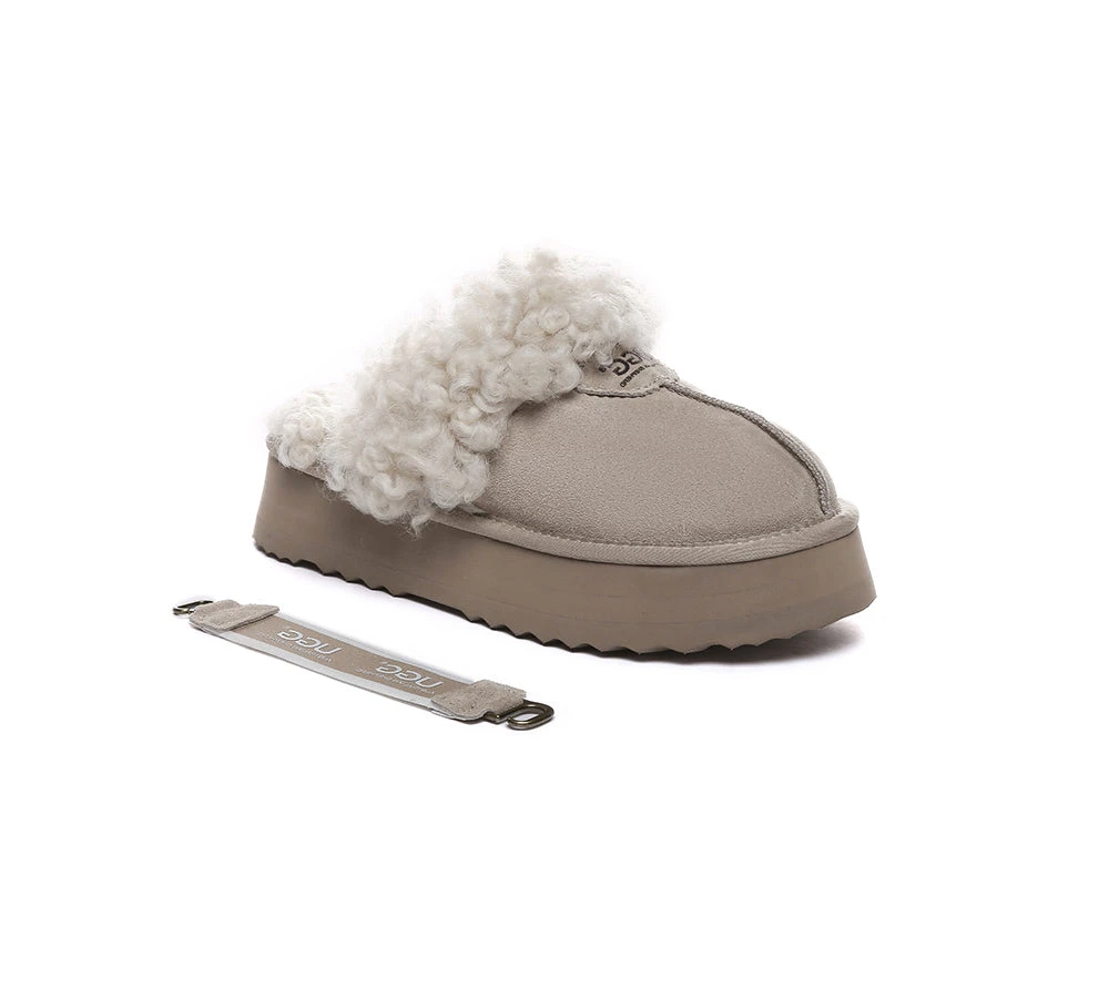 UGG Slippers Women Removable Wool Strap Slingback Platform Waffle Curly 16 UGG Slippers Women Removable Wool Strap Slingback Platform Waffle Curly - Image 16