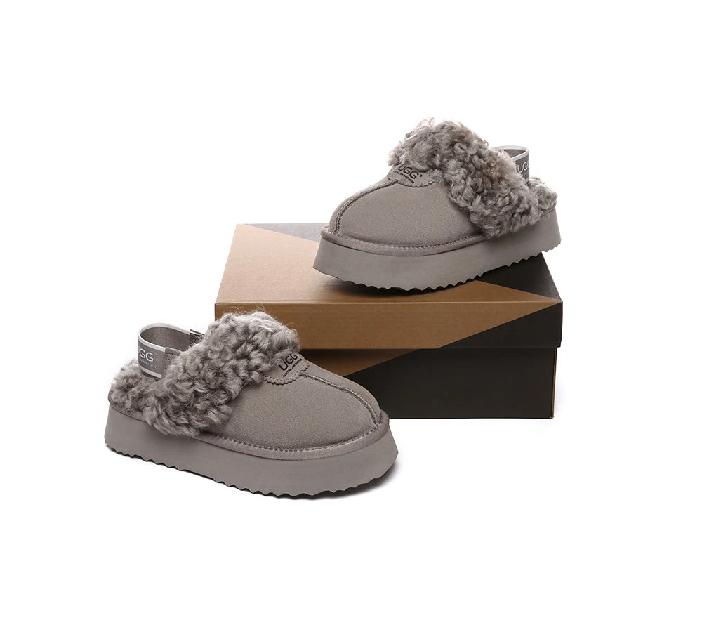 UGG Slippers Women Removable Wool Strap Slingback Platform Waffle Curly 19 UGG Slippers Women Removable Wool Strap Slingback Platform Waffle Curly - Image 19