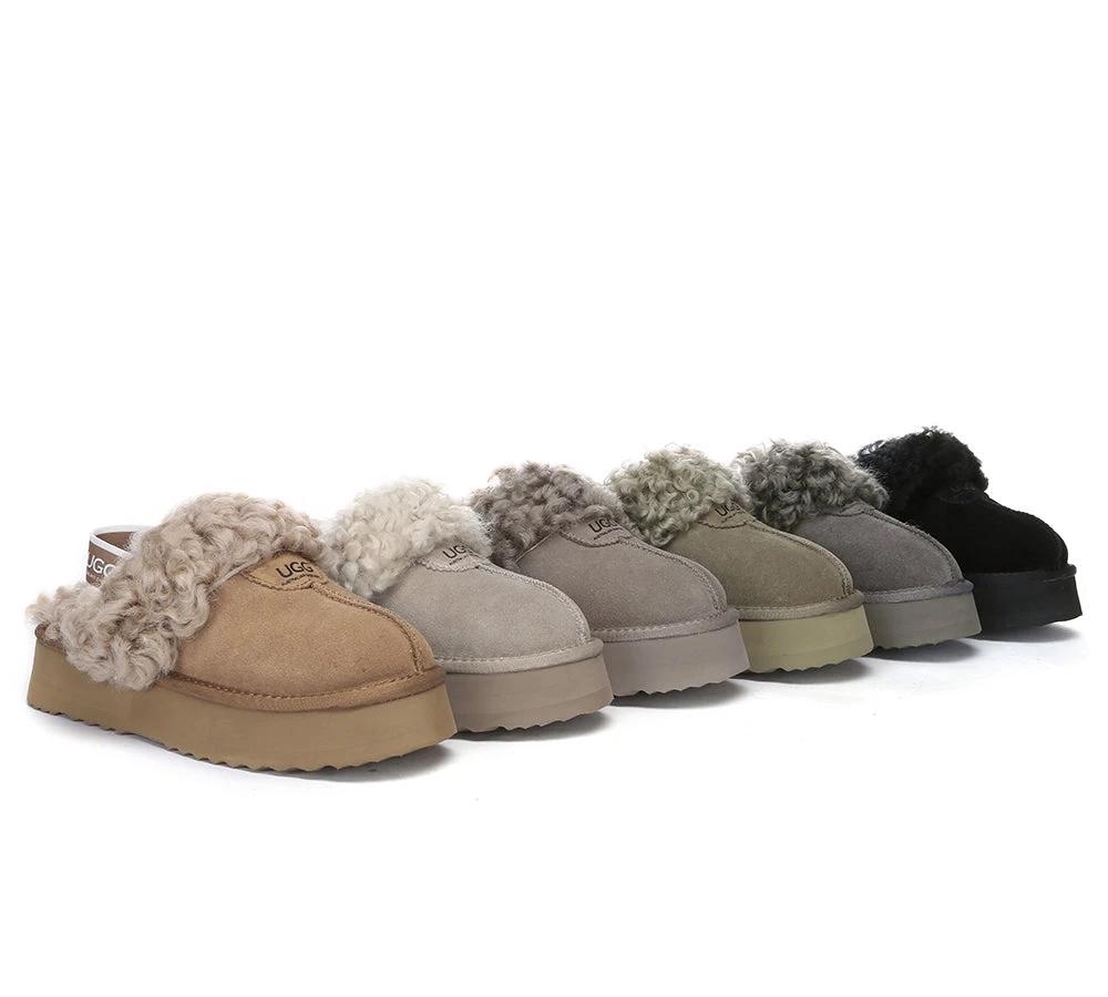 UGG Slippers Women Removable Wool Strap Slingback Platform Waffle Curly 1 UGG Slippers Women Removable Wool Strap Slingback Platform Waffle Curly