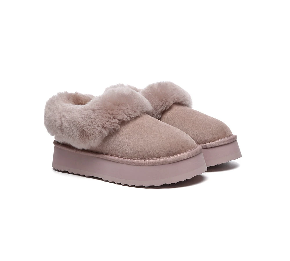 UGG Slippers Women Sheepskin Wool Collar Ankle Platform Clarrie 15 UGG Slippers Women Sheepskin Wool Collar Ankle Platform Clarrie - Image 15
