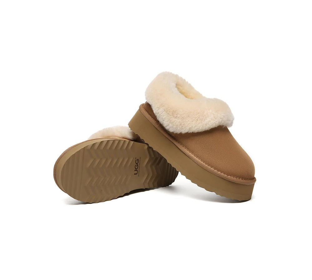 UGG Slippers Women Sheepskin Wool Collar Ankle Platform Clarrie 4 UGG Slippers Women Sheepskin Wool Collar Ankle Platform Clarrie - Image 4