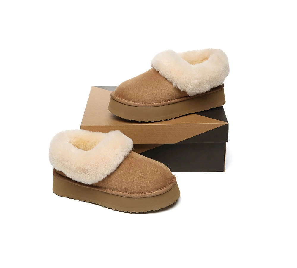 UGG Slippers Women Sheepskin Wool Collar Ankle Platform Clarrie 5 UGG Slippers Women Sheepskin Wool Collar Ankle Platform Clarrie - Image 5