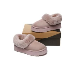 UGG Slippers Women Sheepskin Wool Collar Ankle Platform Clarrie 36 UGG Slippers Women Sheepskin Wool Collar Ankle Platform Clarrie -Ugg GL7A2551