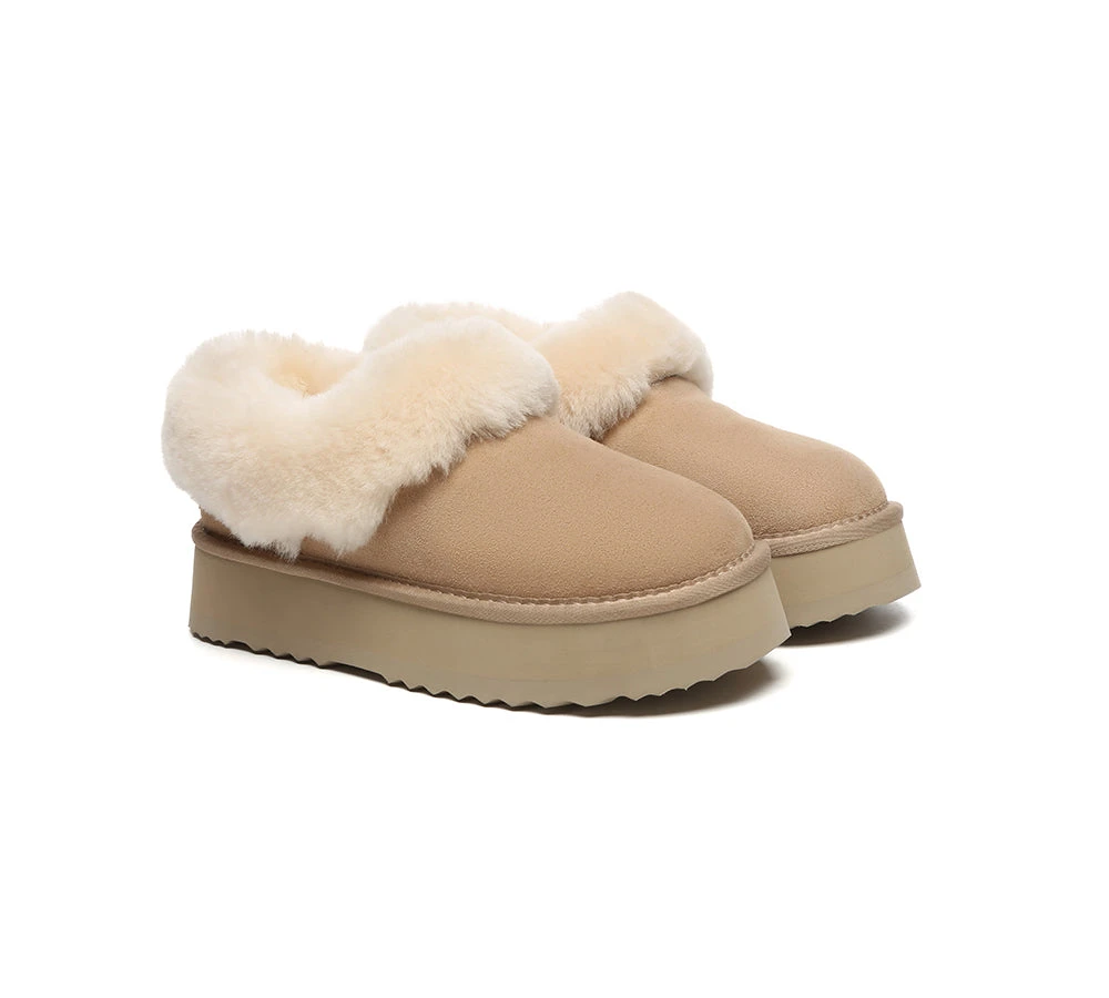 UGG Slippers Women Sheepskin Wool Collar Ankle Platform Clarrie 9 UGG Slippers Women Sheepskin Wool Collar Ankle Platform Clarrie - Image 9