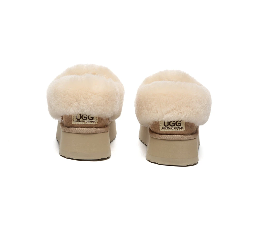 UGG Slippers Women Sheepskin Wool Collar Ankle Platform Clarrie 14 UGG Slippers Women Sheepskin Wool Collar Ankle Platform Clarrie - Image 14
