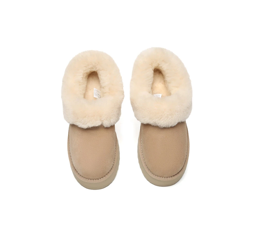 UGG Slippers Women Sheepskin Wool Collar Ankle Platform Clarrie 13 UGG Slippers Women Sheepskin Wool Collar Ankle Platform Clarrie - Image 13