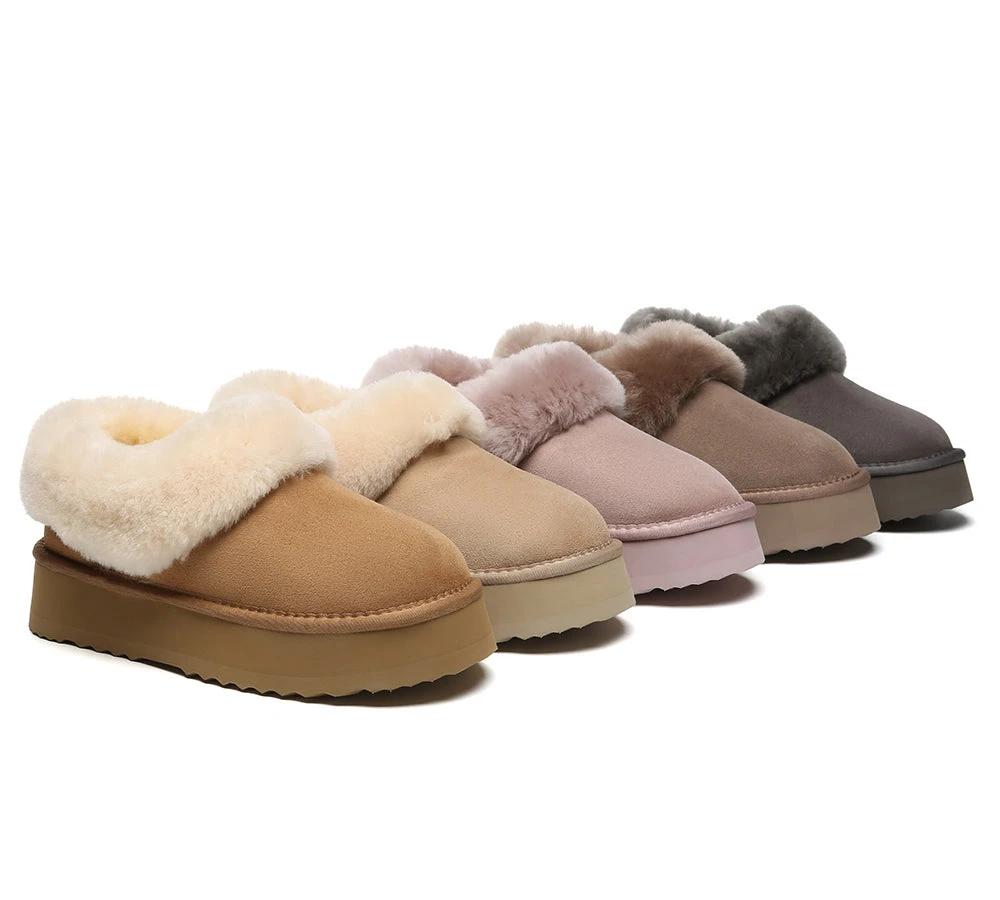 UGG Slippers Women Sheepskin Wool Collar Ankle Platform Clarrie 1 UGG Slippers Women Sheepskin Wool Collar Ankle Platform Clarrie