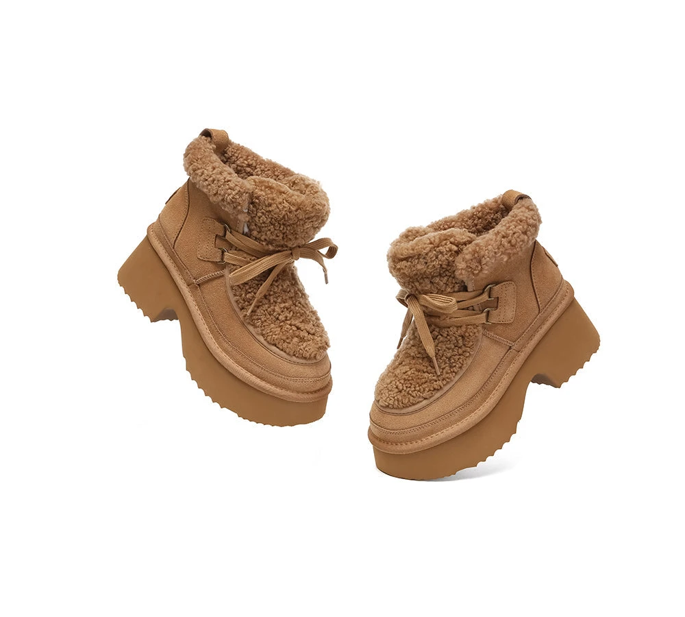 UGG Boots Women Sheepskin Wool Lace Up Chunky Platform Bumpy 12 UGG Boots Women Sheepskin Wool Lace Up Chunky Platform Bumpy - Image 12