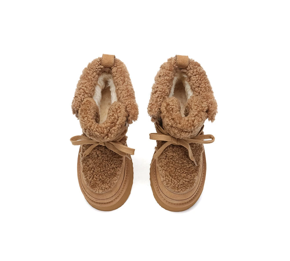 UGG Boots Women Sheepskin Wool Lace Up Chunky Platform Bumpy 13 UGG Boots Women Sheepskin Wool Lace Up Chunky Platform Bumpy - Image 13