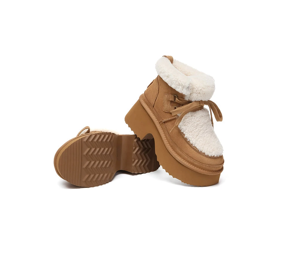 UGG Boots Women Sheepskin Wool Lace Up Chunky Platform Bumpy 4 UGG Boots Women Sheepskin Wool Lace Up Chunky Platform Bumpy - Image 4