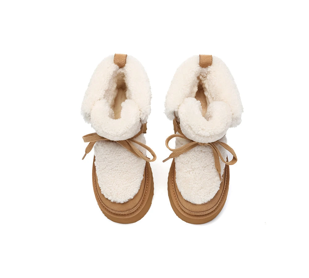 UGG Boots Women Sheepskin Wool Lace Up Chunky Platform Bumpy 7 UGG Boots Women Sheepskin Wool Lace Up Chunky Platform Bumpy - Image 7