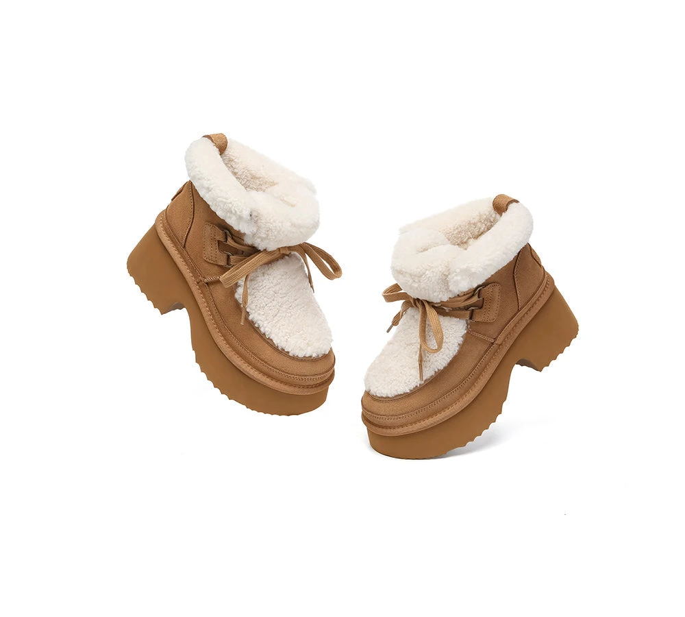 UGG Boots Women Sheepskin Wool Lace Up Chunky Platform Bumpy 6 UGG Boots Women Sheepskin Wool Lace Up Chunky Platform Bumpy - Image 6