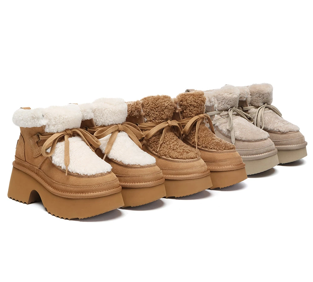 UGG Boots Women Sheepskin Wool Lace Up Chunky Platform Bumpy 1 UGG Boots Women Sheepskin Wool Lace Up Chunky Platform Bumpy