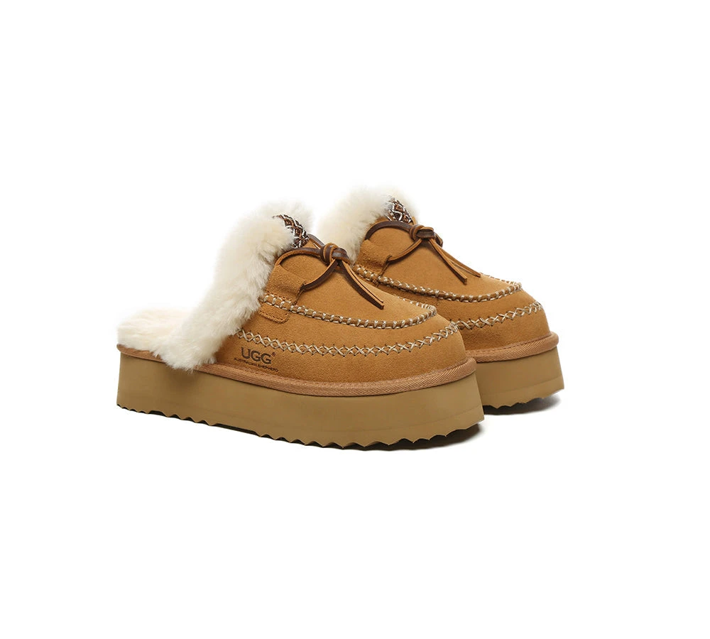 UGG Slippers Women Sheepskin Wool Platform Sammy 3 UGG Slippers Women Sheepskin Wool Platform Sammy - Image 3