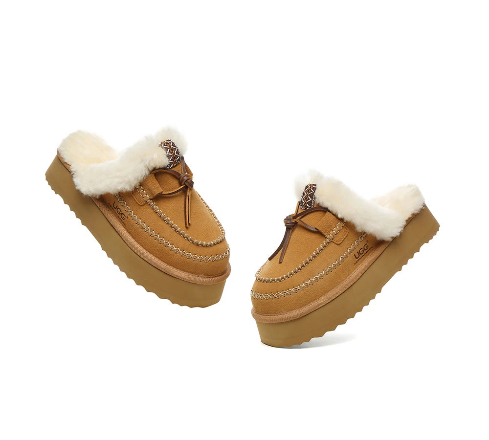 UGG Slippers Women Sheepskin Wool Platform Sammy 6 UGG Slippers Women Sheepskin Wool Platform Sammy - Image 6