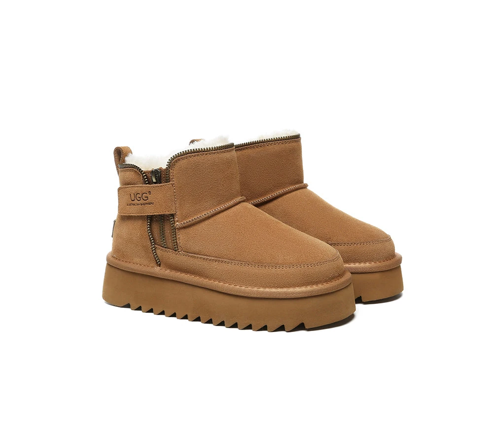 UGG Boots Sheepskin Wool Zipper Ankle Platform Arya 3 UGG Boots Sheepskin Wool Zipper Ankle Platform Arya - Image 3
