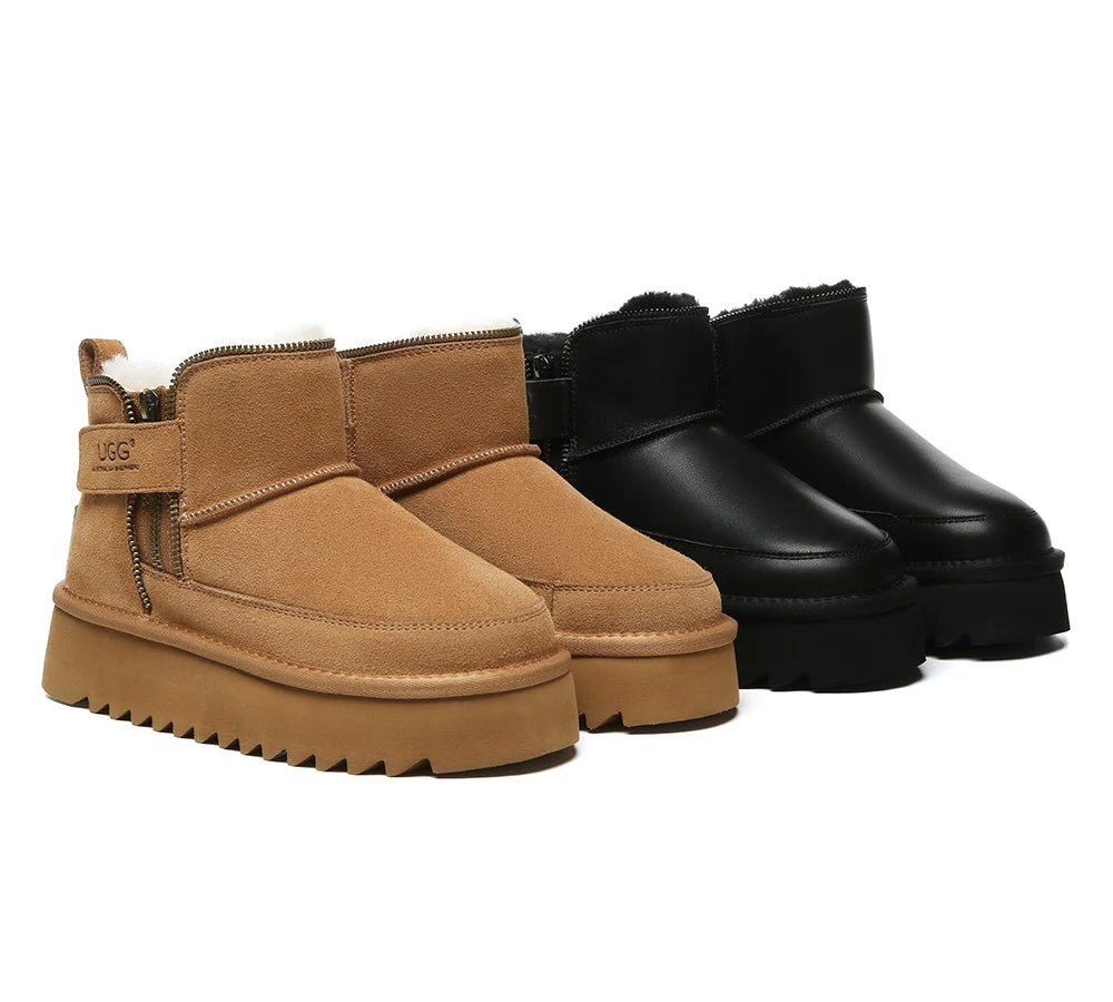 UGG Boots Sheepskin Wool Zipper Ankle Platform Arya 1 UGG Boots Sheepskin Wool Zipper Ankle Platform Arya