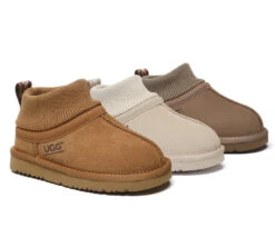 UGG Slippers Kids Sheepskin Wool Stretchy Ankle Margaret